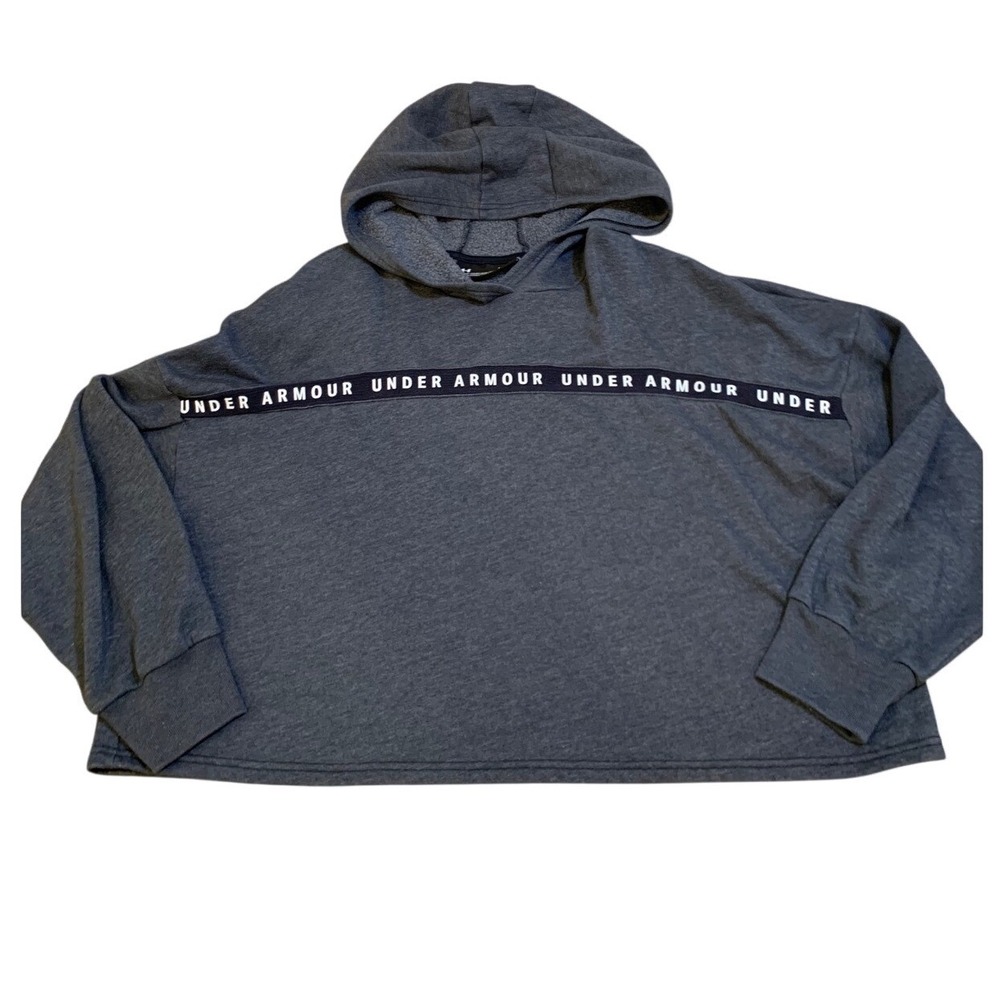 Under Armour‎ Cropped Hoodie Large Gray Fleece Athleisure Sporty Womens